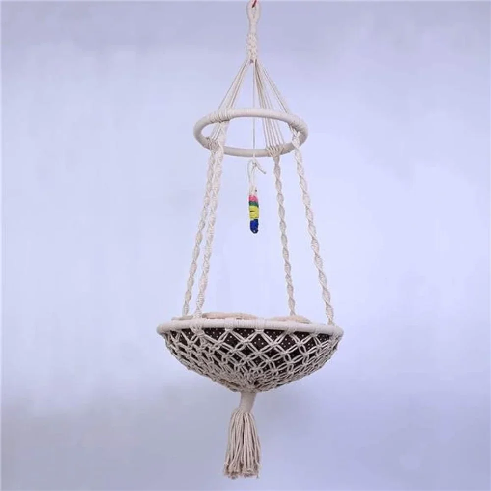 Macramé Hanging Cat Hammock - Cat Bed Indoor Cat Swing Nest Cat Lover Gifts